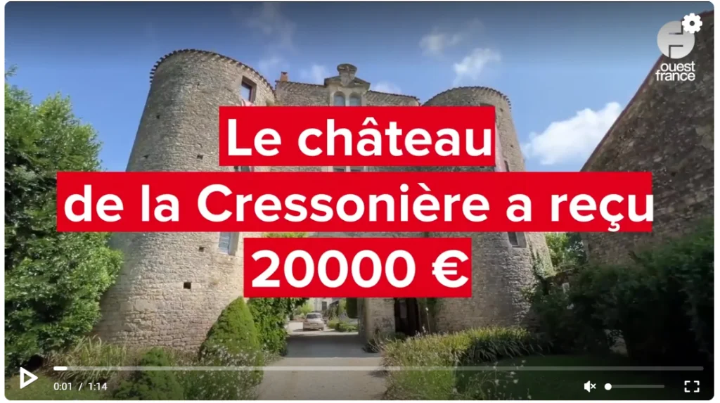 En Vendée, le Château de la Cressonnière a reçu 20 000 € de la Fondation du patrimoine / Airbnb